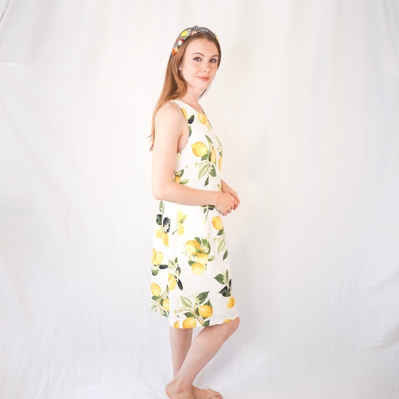 ADRIANNA PAPELL Lemon Print A-Line Dress NWT 0979 - Picture 4 of 8
